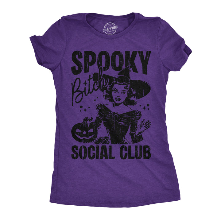 Funny Heather Purple - Spooky Bitch Spooky Bitch Social Club Womens T Shirt Nerdy Halloween Tee