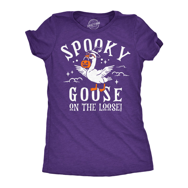 Funny Heather Purple - Spooky Goose Spooky Goose On The Loose Womens T Shirt Nerdy Halloween animal Tee