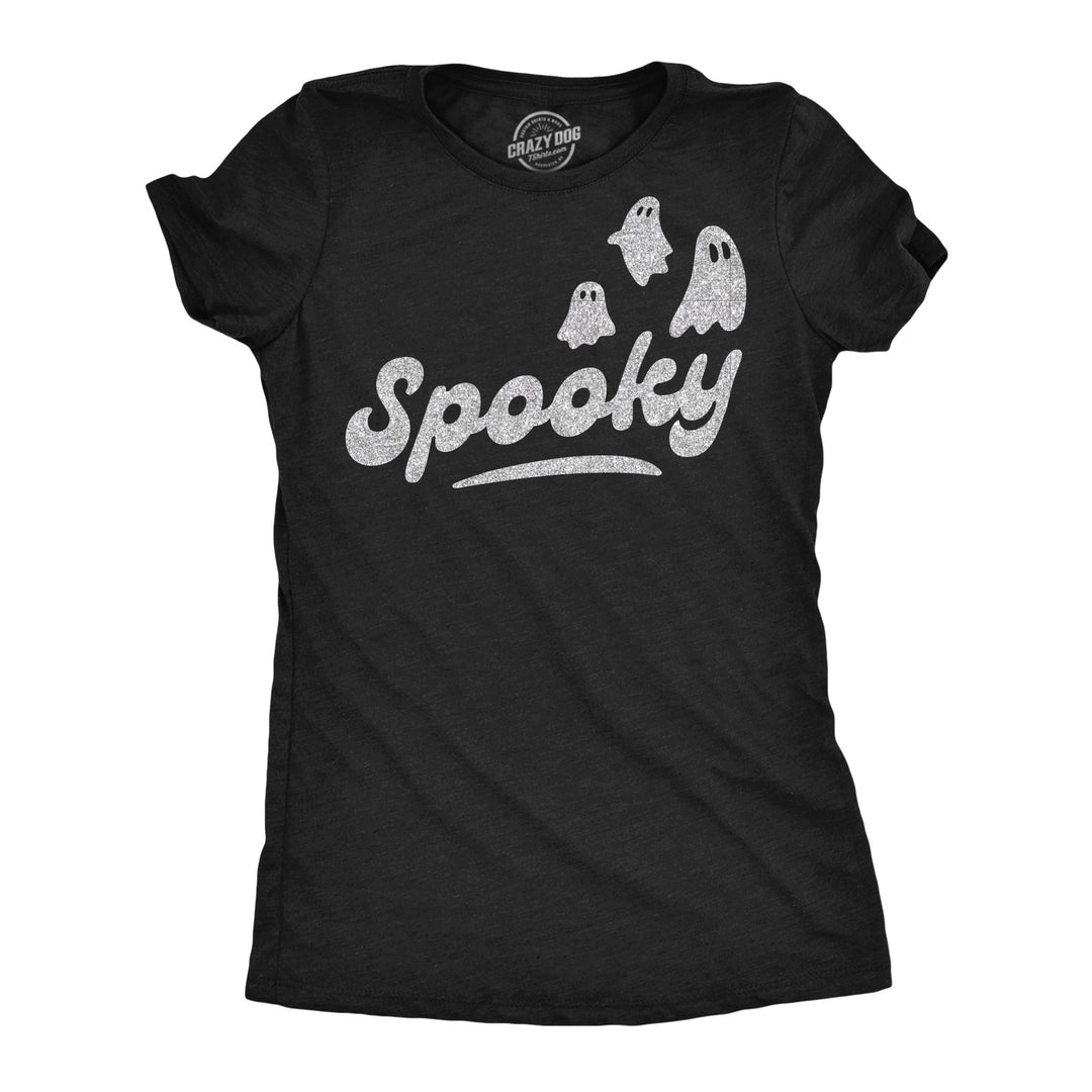 Funny Heather Black - Spooky Retro Glitter Spooky Ghosts Retro Glitter Womens T Shirt Nerdy Halloween sarcastic Tee
