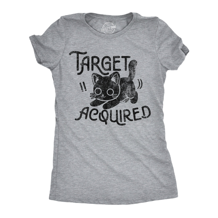 Funny Light Heather Grey - Target Acquired Target Acquired Womens T Shirt Nerdy cat Tee