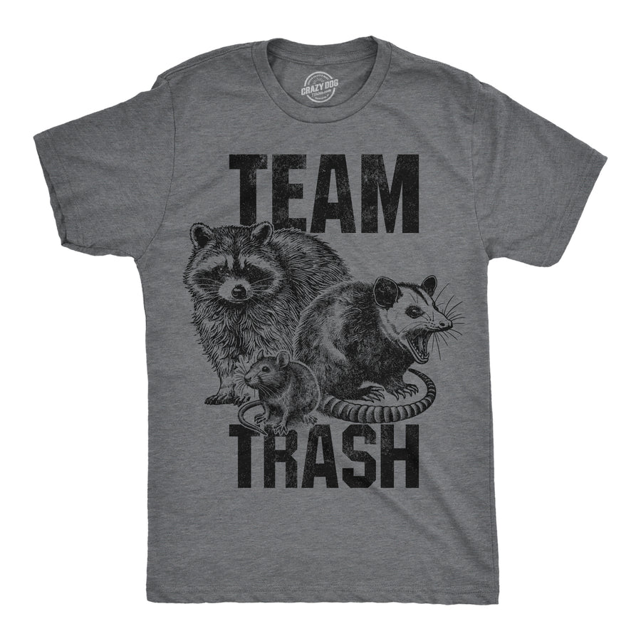 Funny Dark Heather Grey - Team Trash Team Trash Mens T Shirt Nerdy animal Tee