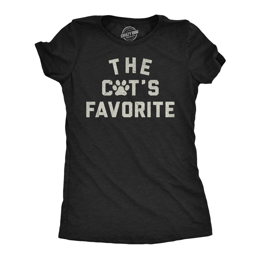 Funny Heather Black - Cats Favorite The Cats Favorite Womens T Shirt Nerdy cat sarcastic Tee