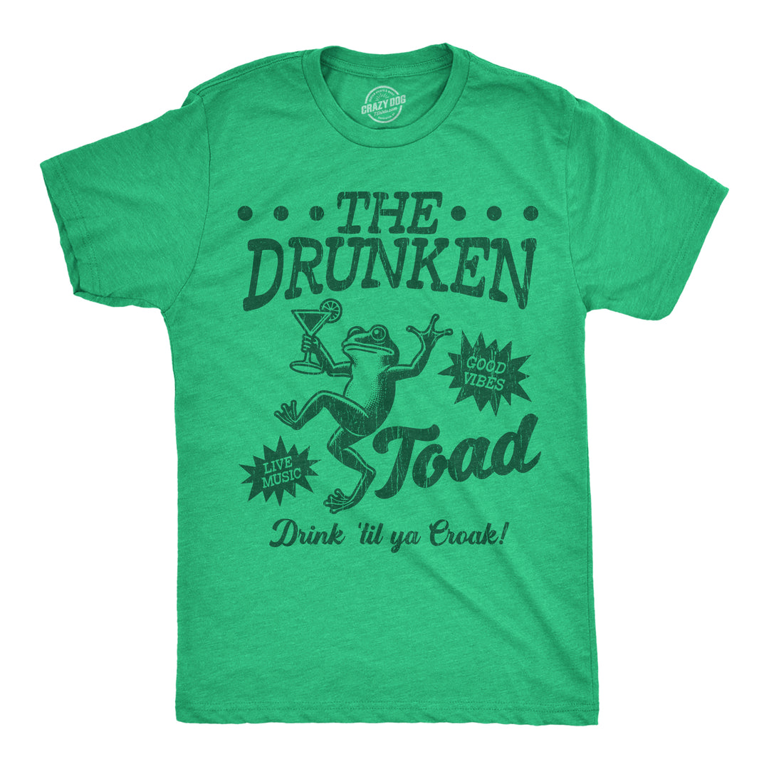 Funny Heather Green - Drunken Toad The Drunken Toad Mens T Shirt Nerdy drinking Tee