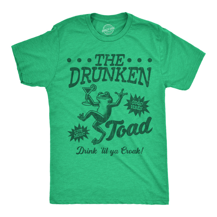 Funny Heather Green - Drunken Toad The Drunken Toad Mens T Shirt Nerdy drinking Tee