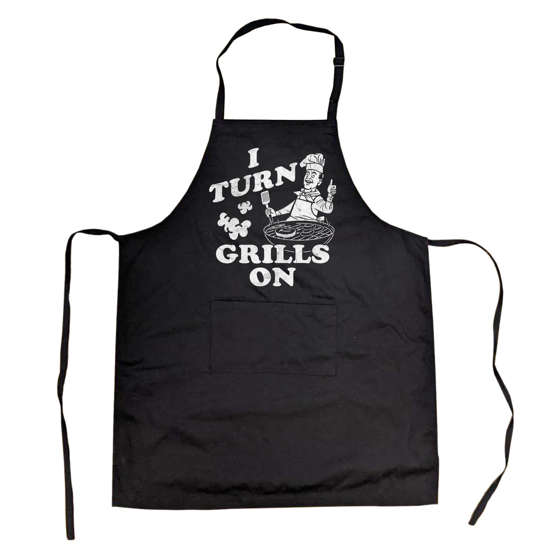 Funny Black - Turn Grills On I Turn Grills On Apron Nerdy Food sarcastic Tee