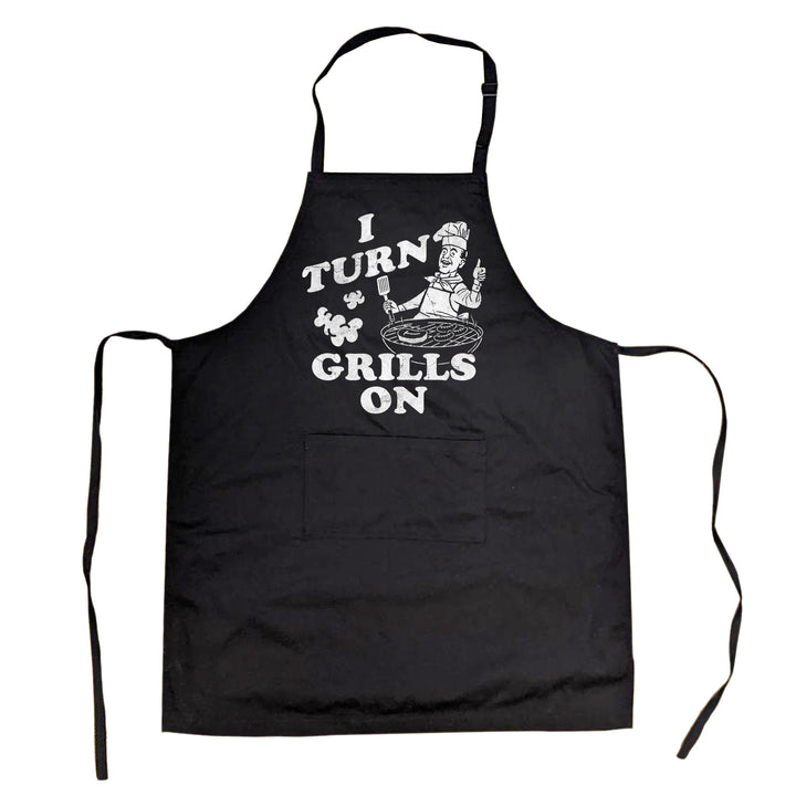 Funny Black - Turn Grills On I Turn Grills On Apron Nerdy Food sarcastic Tee