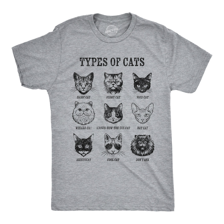 Funny Light Heather Grey - Types Of Cats Types Of Cat List Mens T Shirt Nerdy cat Tee