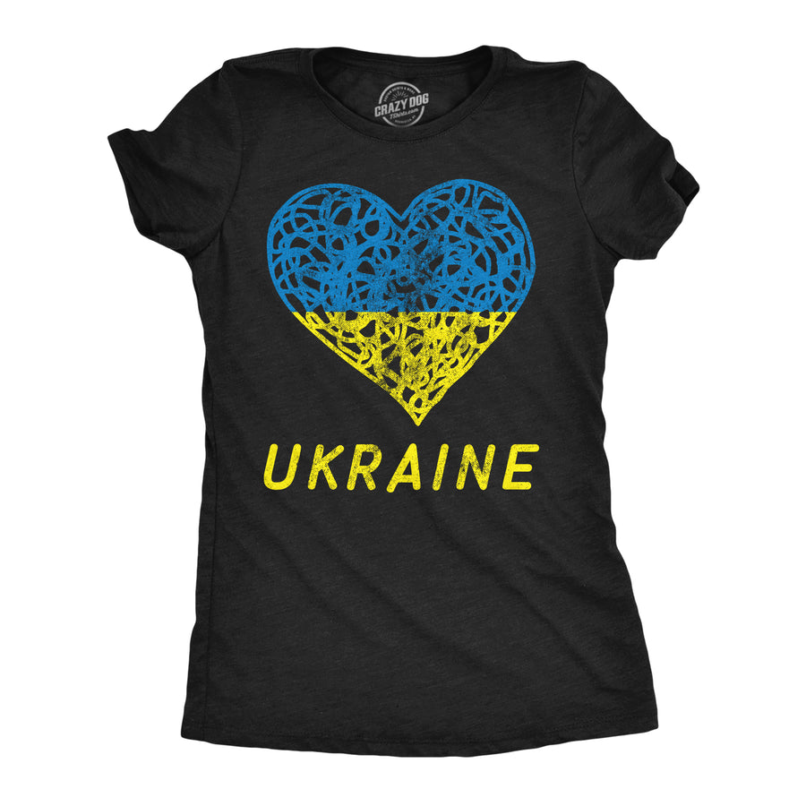 Funny Heather Black - Ukraine Heart Ukraine Heart Womens T Shirt Nerdy Motivational political Tee
