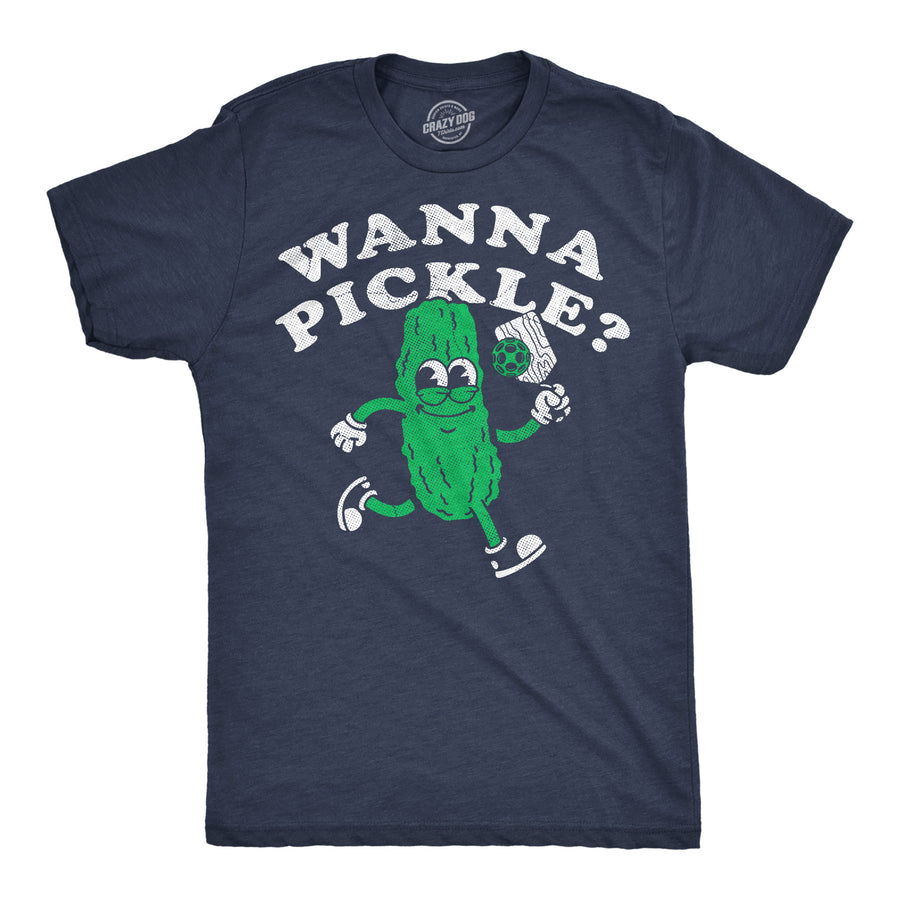 Funny Heather Navy - Wanna Pickle Wanna Pickle Mens T Shirt Nerdy Pickleball Tee