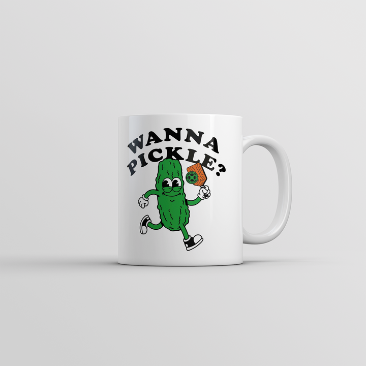 Funny White Wanna Pickle Coffee Mug Nerdy Pickleball Tee
