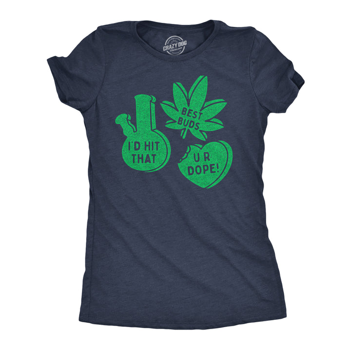 Funny Heather Navy - Weed Candy Hearts Weed Candy Hearts Womens T Shirt Nerdy 420 sarcastic Tee