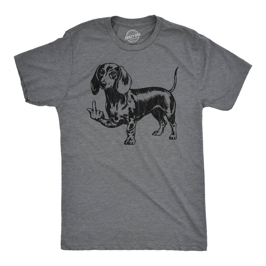 Funny Dark Heather Grey - Weenie Middle Finger Weenie Middle Finger Mens T Shirt Nerdy dog sarcastic Tee
