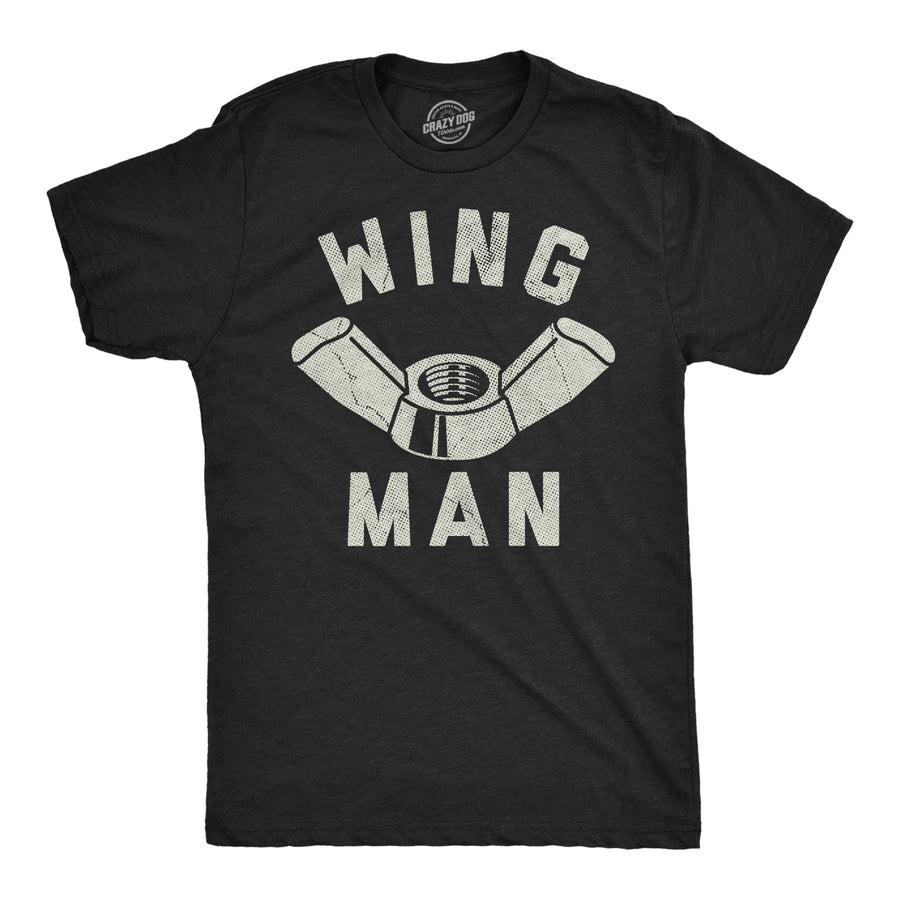 Funny Heather Black - Wing Man Wing Man Mens T Shirt Nerdy mechanic sarcastic Tee