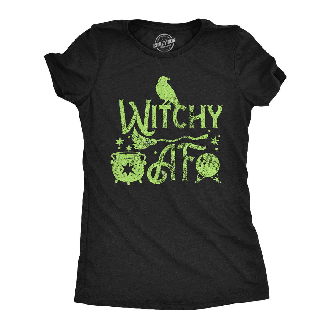 Funny Heather Black - Witchy AF Witchy AF Womens T Shirt Nerdy halloween Tee
