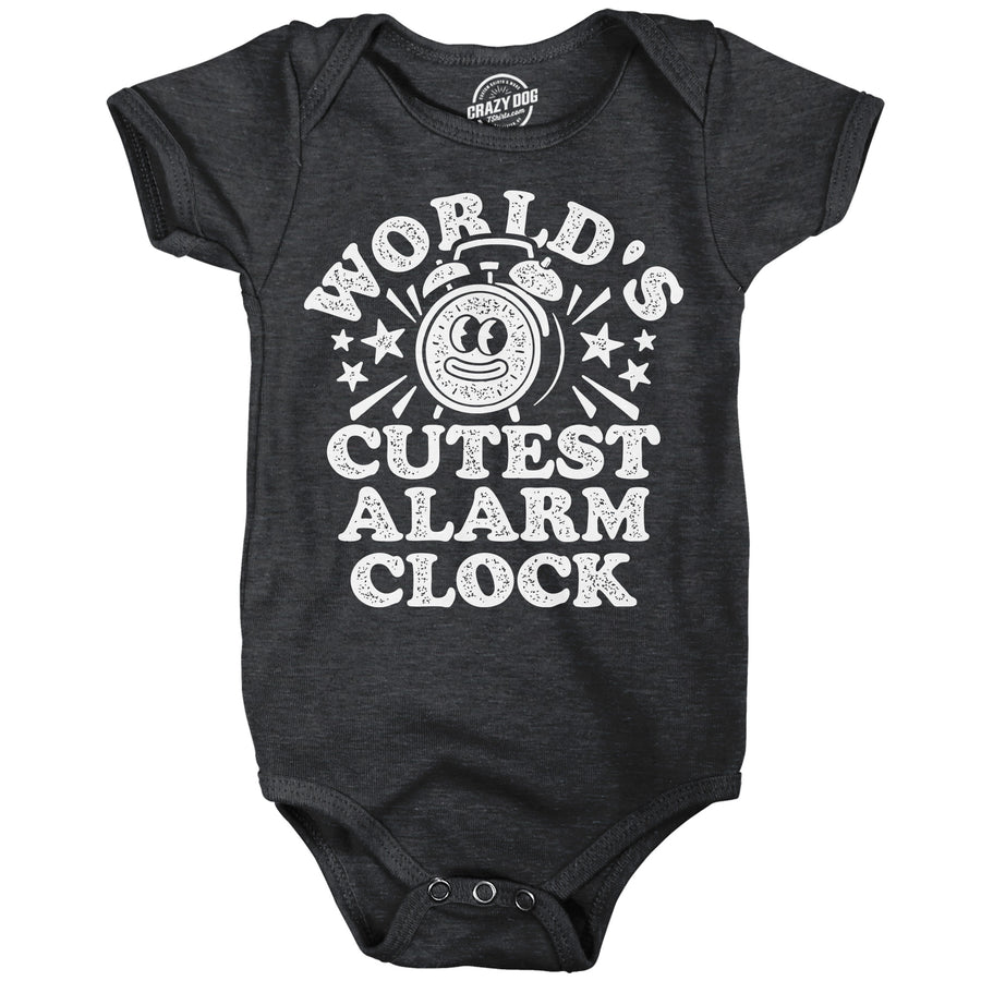 Funny Heather Black - Cutest Alarm Clock Worlds Cutest Alarm Clock Onesie Nerdy sarcastic Tee