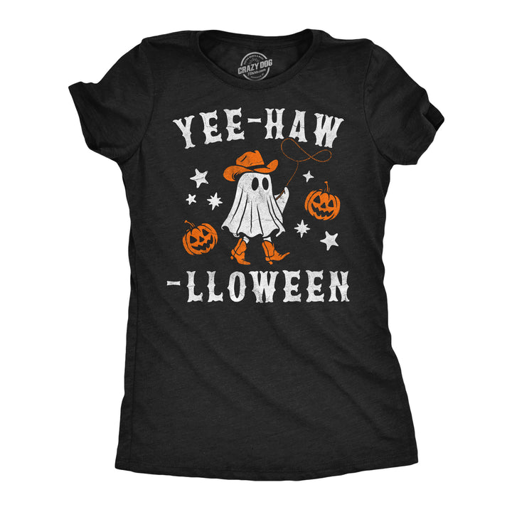 Funny Heather Black - Yee Hawlloween Yee Hawlloween Womens T Shirt Nerdy Halloween Tee