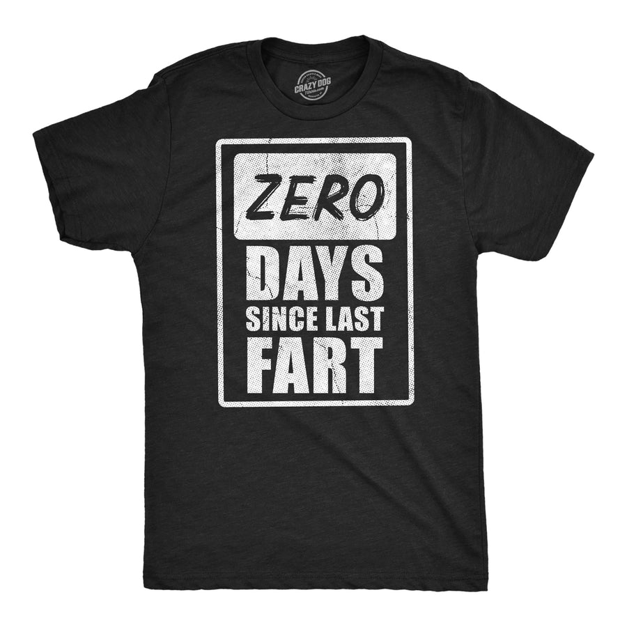 Funny Heather Black - Zero Days Last Fart Zero Days Since Last Fart Mens T Shirt Nerdy toilet sarcastic Tee