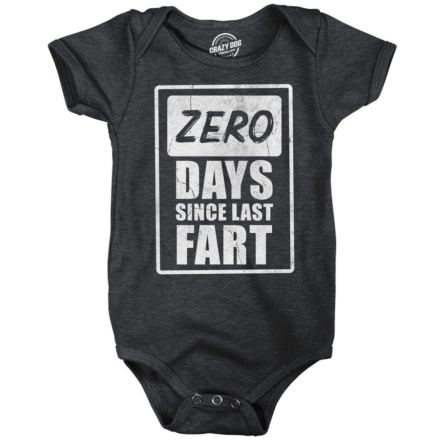 Funny Heather Black - Zero Days Last Fart Zero Days Since Last Fart Onesie Nerdy toilet sarcastic Tee
