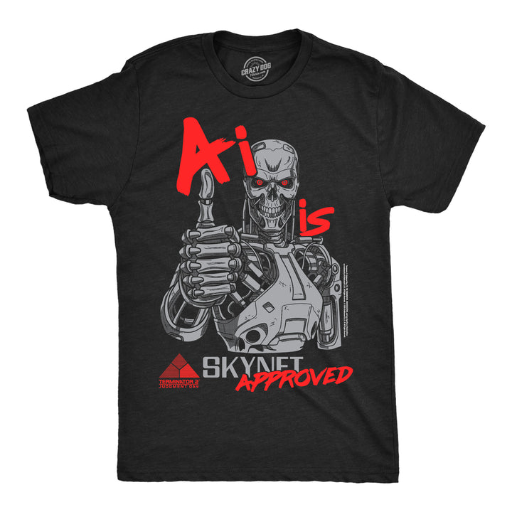 Funny Heather Black - AI Skynet Approved AI Is Skynet Approved Mens T Shirt Nerdy TV & Movies Tee