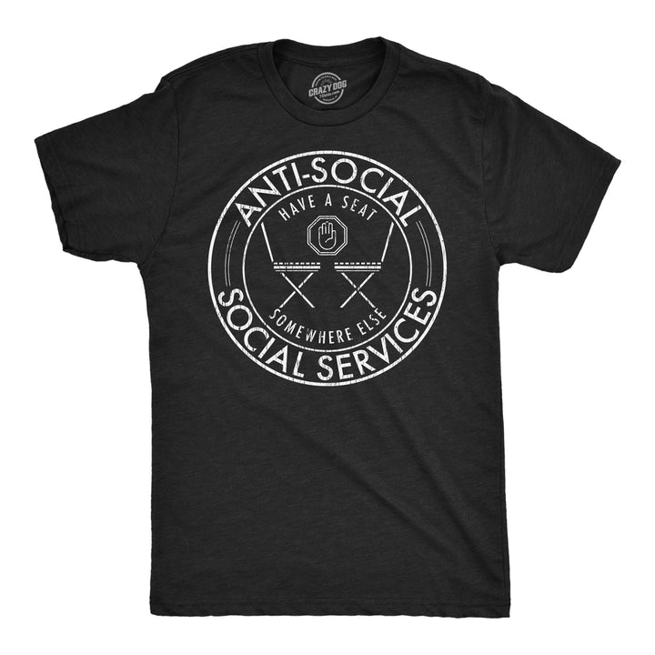 Funny Heather Black - Anti Social Services Anti Social Social Services Mens T Shirt Nerdy introvert Tee