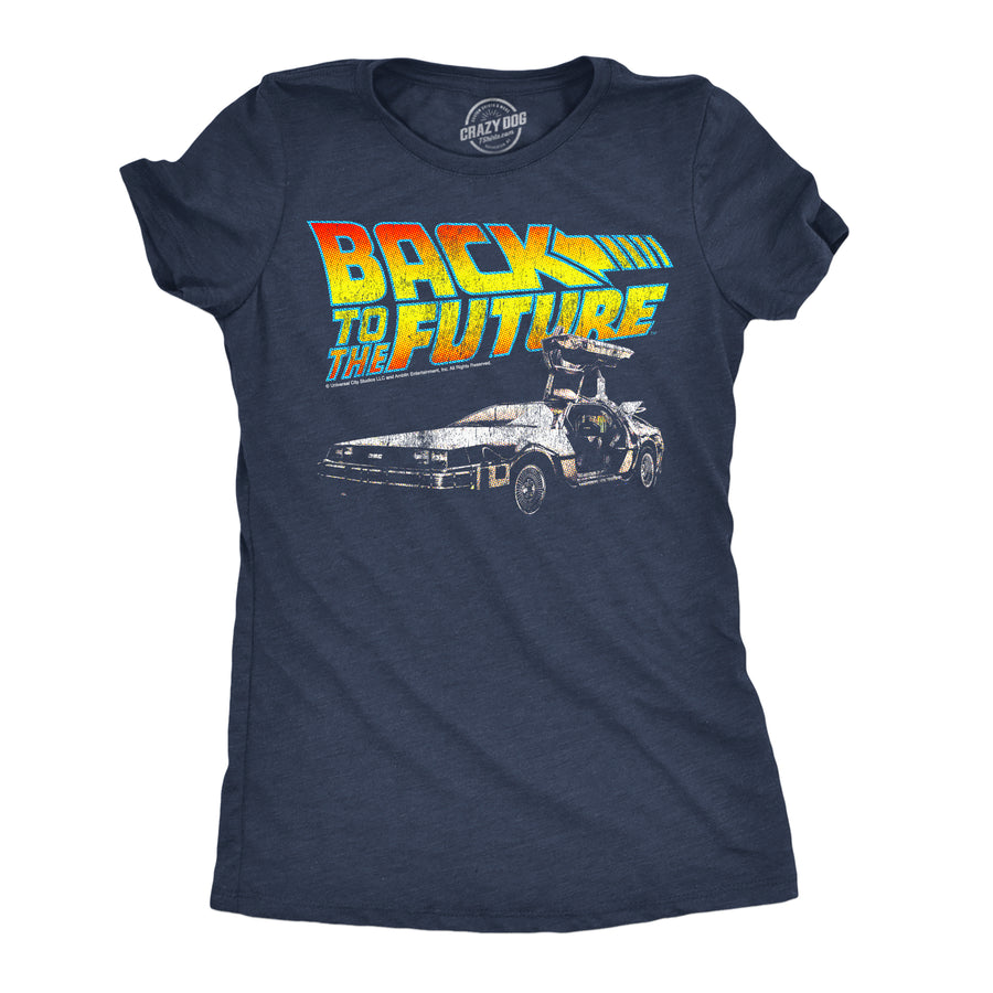 Funny Heather Navy - Back Future Classic Back To The Future Classic Womens T Shirt Nerdy TV & Movies retro Tee