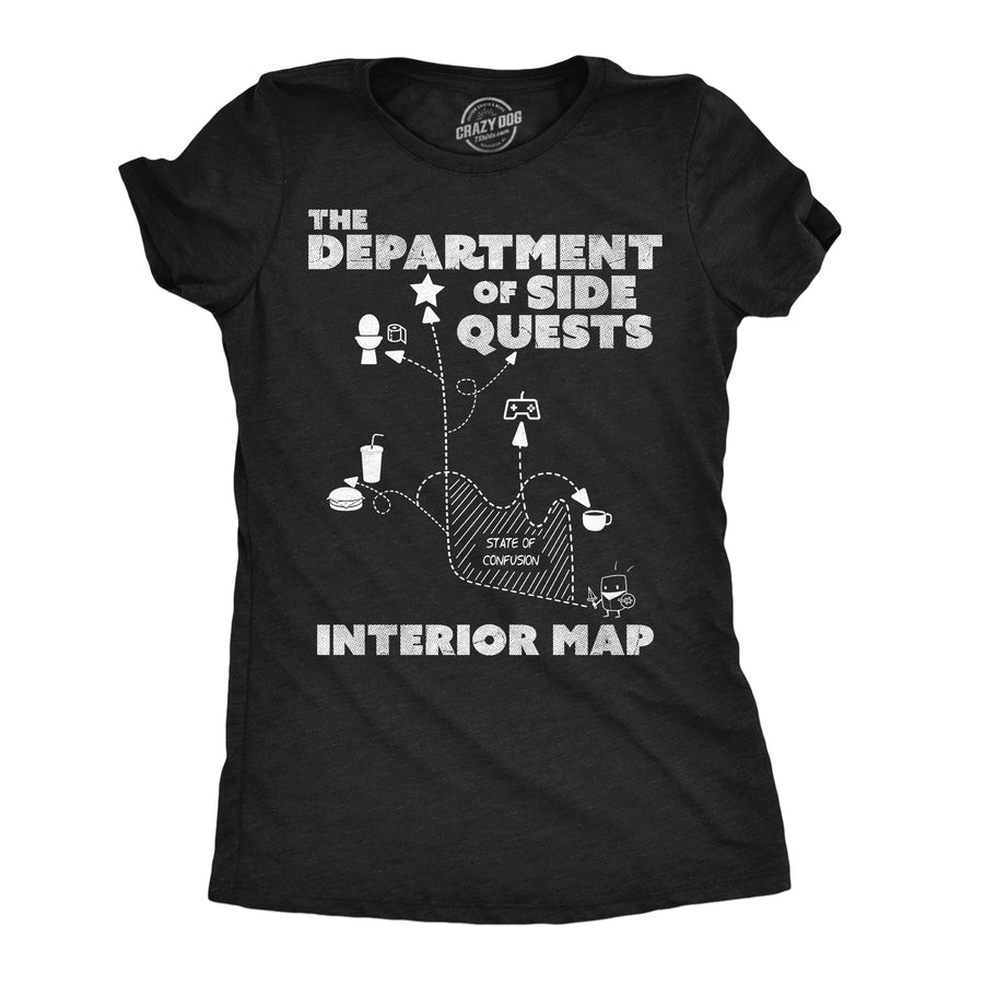Funny Heather Black - Department Side Quests The Department Of Side Quests Womens T Shirt Nerdy blank Tee