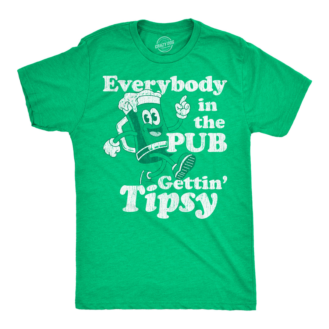 Funny Heather Green - In The Pub Everybody In The Pub Gettin Tipsy Mens T Shirt Nerdy Saint Patrick's Day Drinking Tee