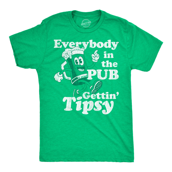 Funny Heather Green - In The Pub Everybody In The Pub Gettin Tipsy Mens T Shirt Nerdy Saint Patrick's Day Drinking Tee