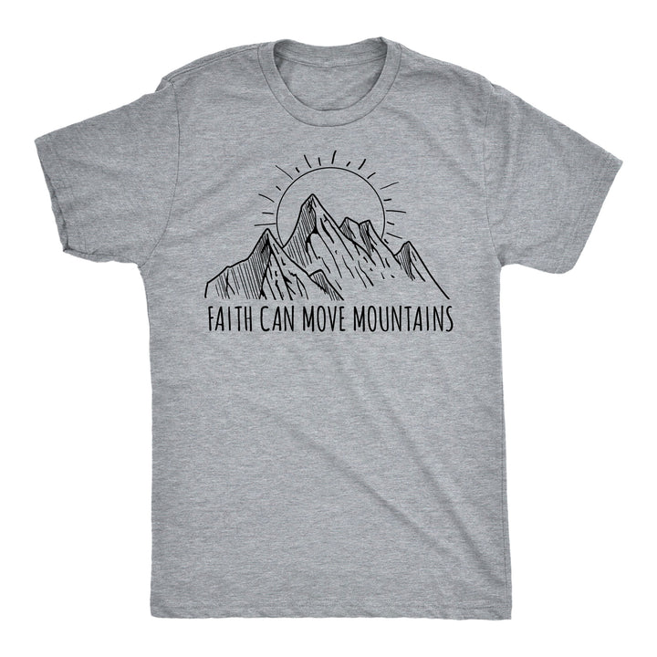 Funny Light Heather Grey - Faith Move Mountains Faith Can Move Mountains Mens T Shirt Nerdy Religion Tee