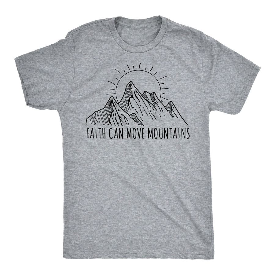 Funny Light Heather Grey - Faith Move Mountains Faith Can Move Mountains Mens T Shirt Nerdy Religion Tee