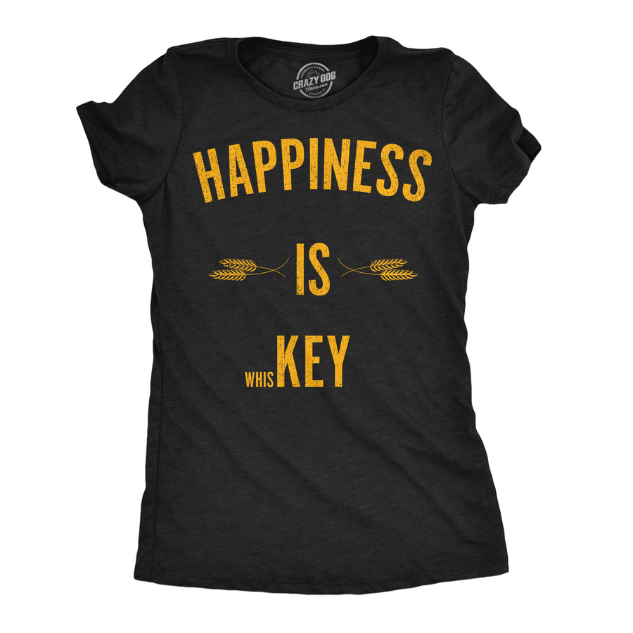 Funny Heather Black - Happiness Whiskey Happiness Is Whiskey Womens T Shirt Nerdy Drinking liquor Tee