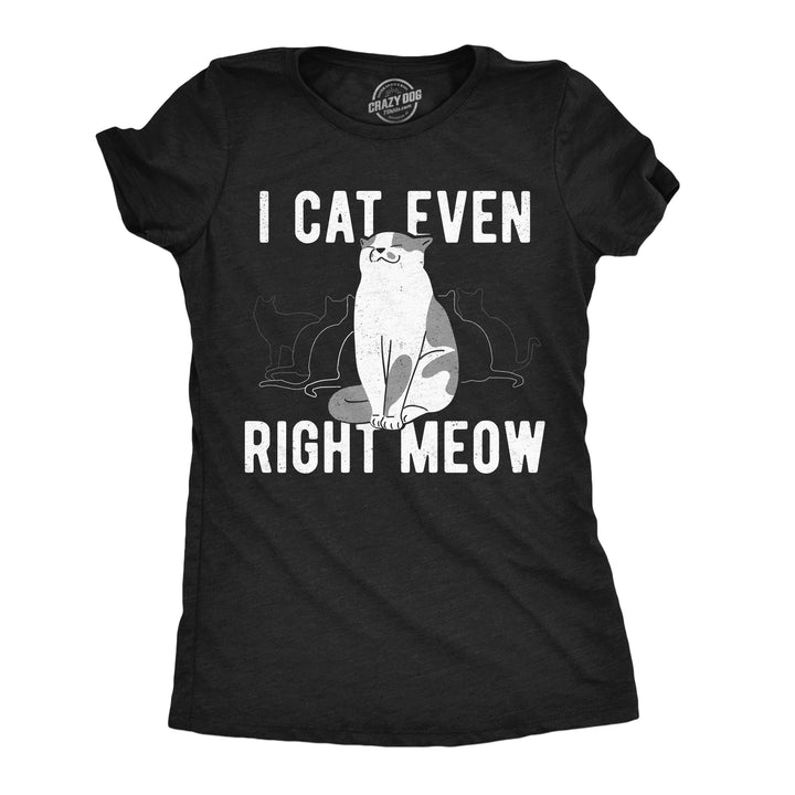 Funny Heather Black - Cant Even Right Meow I Cant Even Right Meow Womens T Shirt Nerdy cat Tee