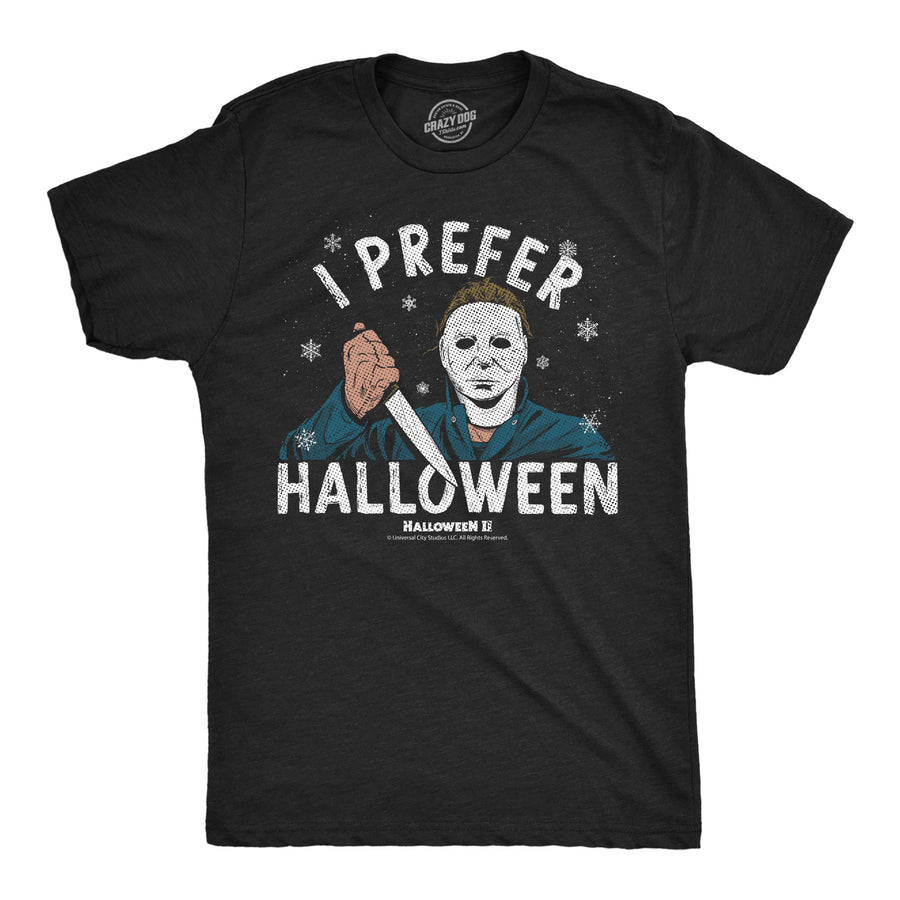 Funny Heather Black - Prefer Halloween I Prefer Halloween Mens T Shirt Nerdy Halloween TV & Movies retro Tee