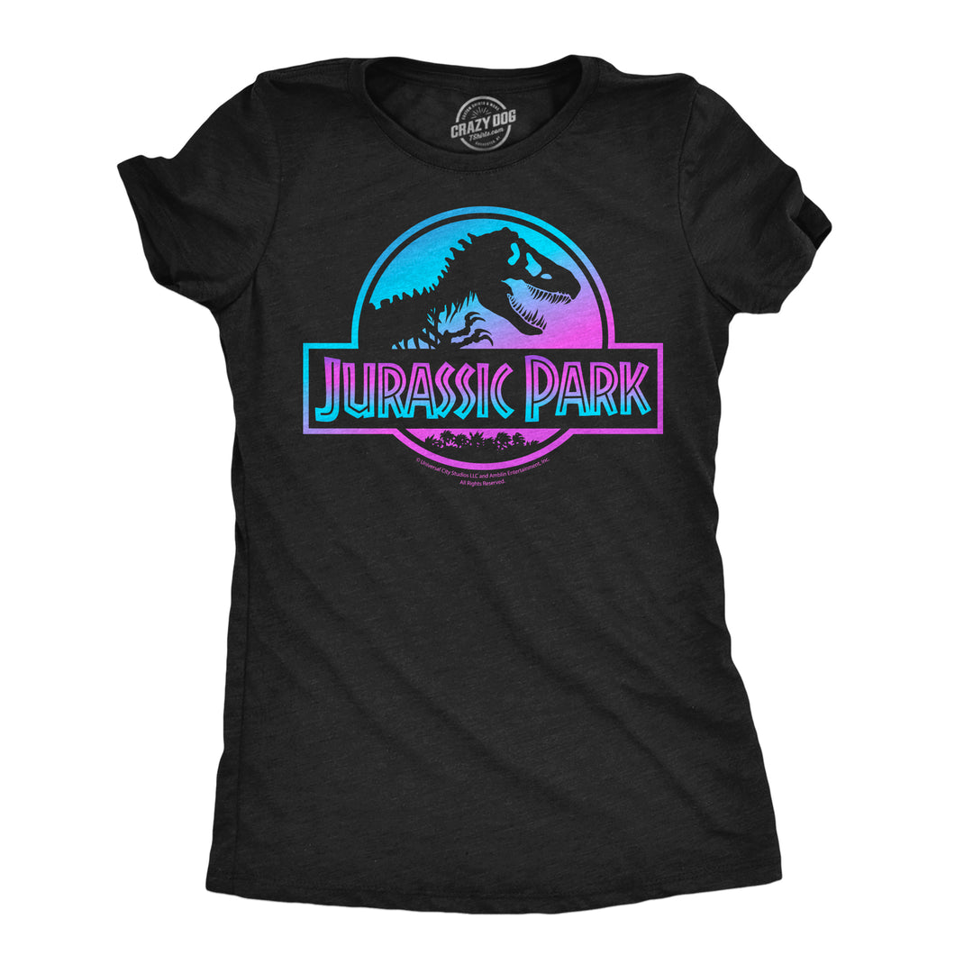 Funny Heather Black - Jurassic Park Holographic Jurassic Park Holographic Womens T Shirt Nerdy TV & Movies Dinosaur Dinosaur Tee