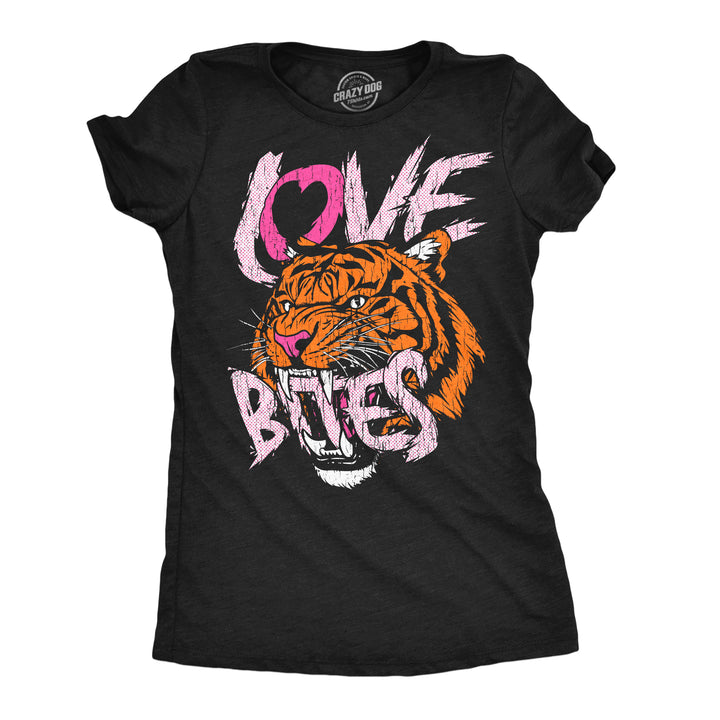 Funny Heather Black - Love Bites Love Bites Womens T Shirt Nerdy Valentine's Day animal Tee