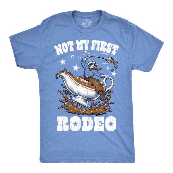 Funny Light Heather Blue - Gravy Rodeo Not My First Gravy Rodeo Mens T Shirt Nerdy Thanksgiving Food Tee
