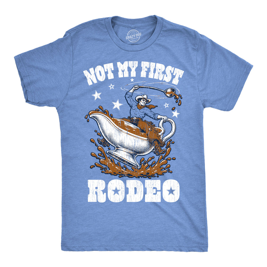 Funny Light Heather Blue - Gravy Rodeo Not My First Gravy Rodeo Mens T Shirt Nerdy Thanksgiving Food Tee