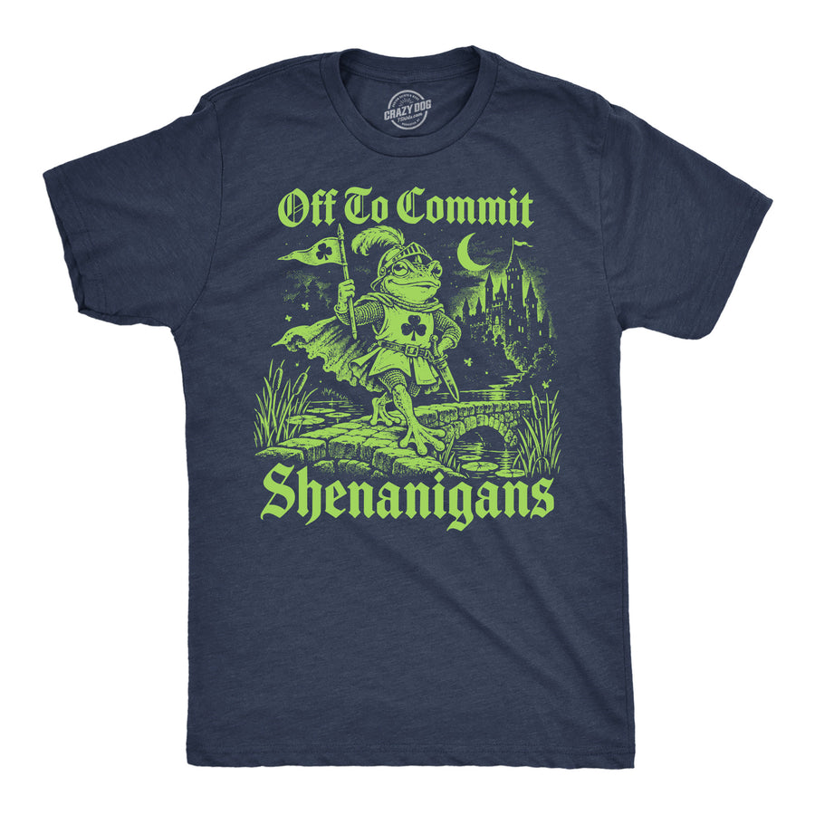 Funny Heather Navy - Shenanigans Off To Commit Shenanigans Mens T Shirt Nerdy Saint Patrick's Day Tee