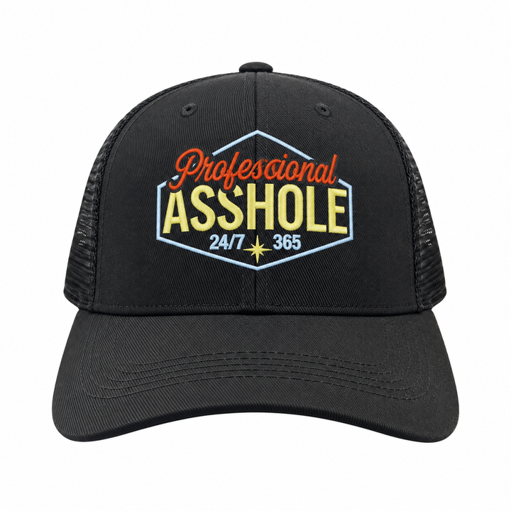 Funny Trucker Black - Pro Asshole Professional Asshole Nerdy Offensive Tee