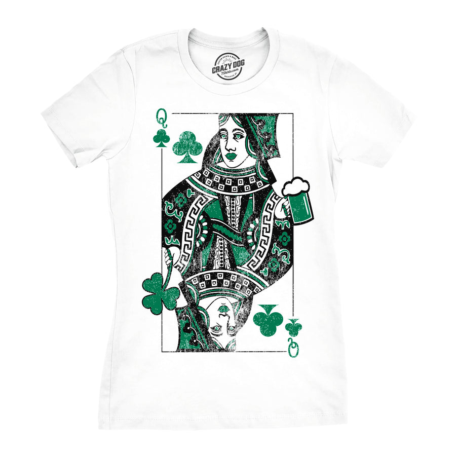 Funny White - Queen Of Clubs Queen Of Clubs Womens T Shirt Nerdy retro Tee