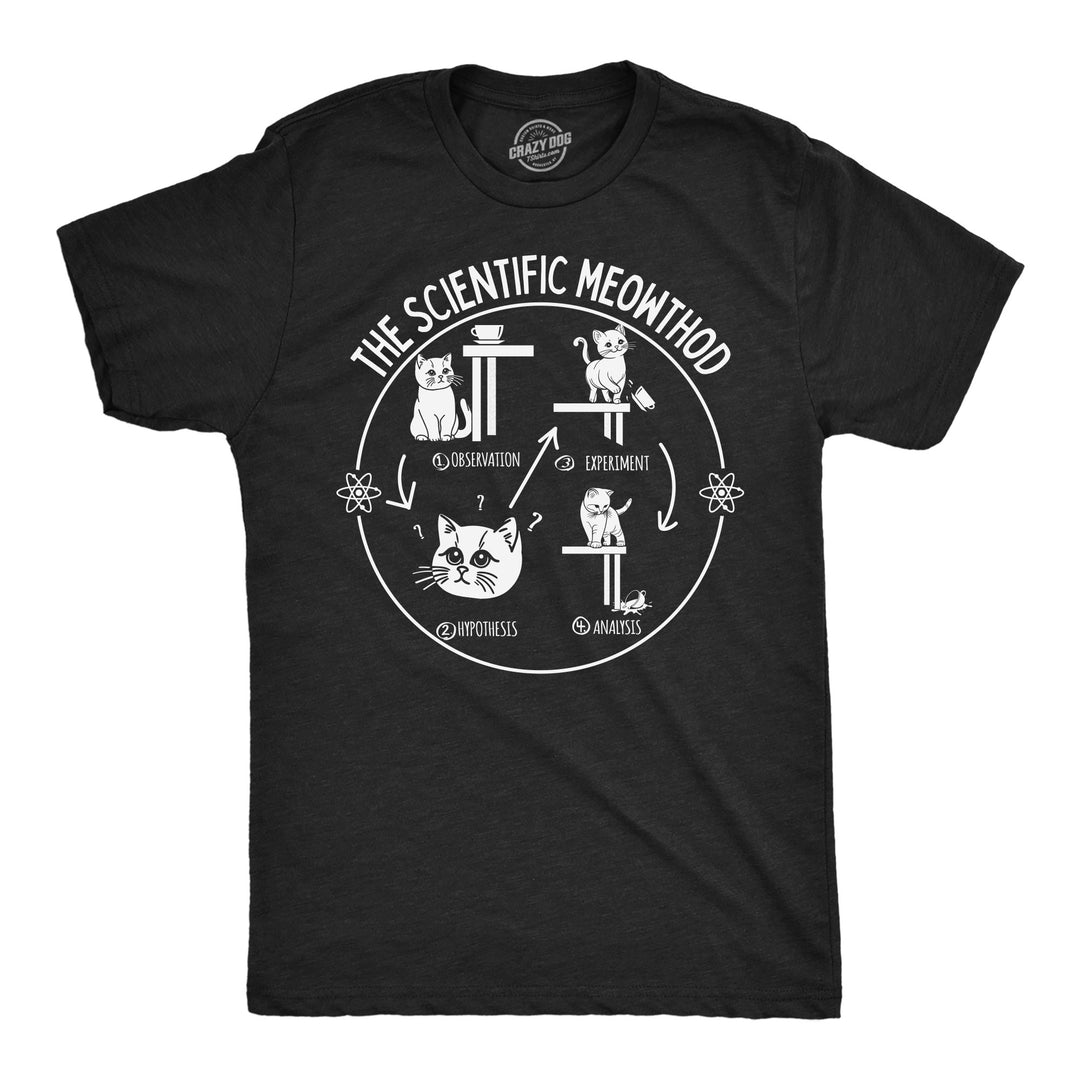 Funny Heather Black - Scientific Meowthod The Scientific Meowthod Mens T Shirt Nerdy nerdy cat Tee