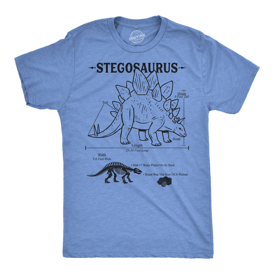 Funny Light Heather Blue - Stego Infographic Stegosaurus Infographic Mens T Shirt Nerdy dinosaur science Tee