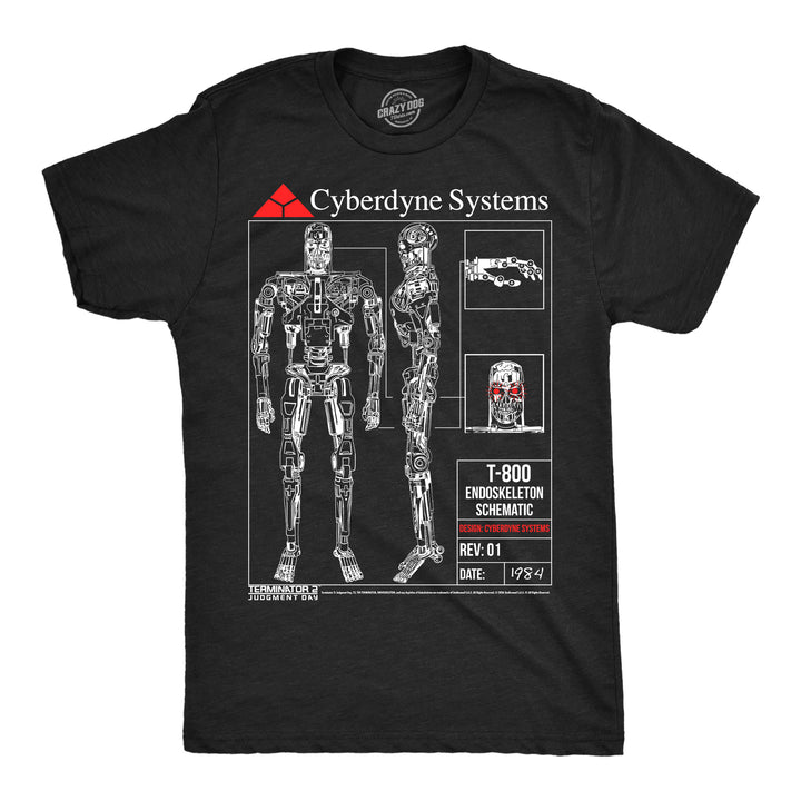 Funny Heather Black - T 800 Endoskeleton T 800 Endoskeleton Schematics Mens T Shirt Nerdy TV & Movies Tee