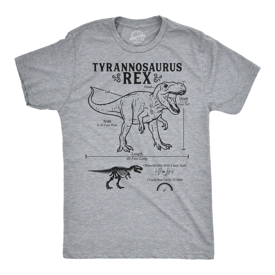 Funny Light Heather Grey - Trex Infographic Tyrannosaurus Rex Infographic Mens T Shirt Nerdy dinosaur science Tee