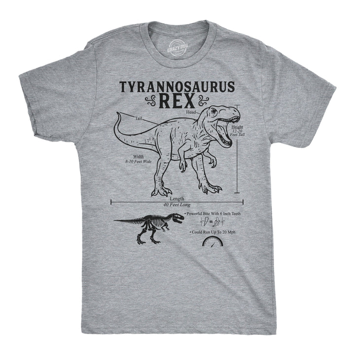 Funny Light Heather Grey - Trex Infographic Tyrannosaurus Rex Infographic Mens T Shirt Nerdy dinosaur science Tee