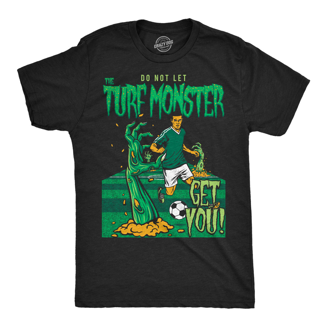 Funny Heather Black - Turf Monster Soccer Do Not Let The Turf Monster Get You Soccer Mens T Shirt Nerdy Halloween soccer Tee