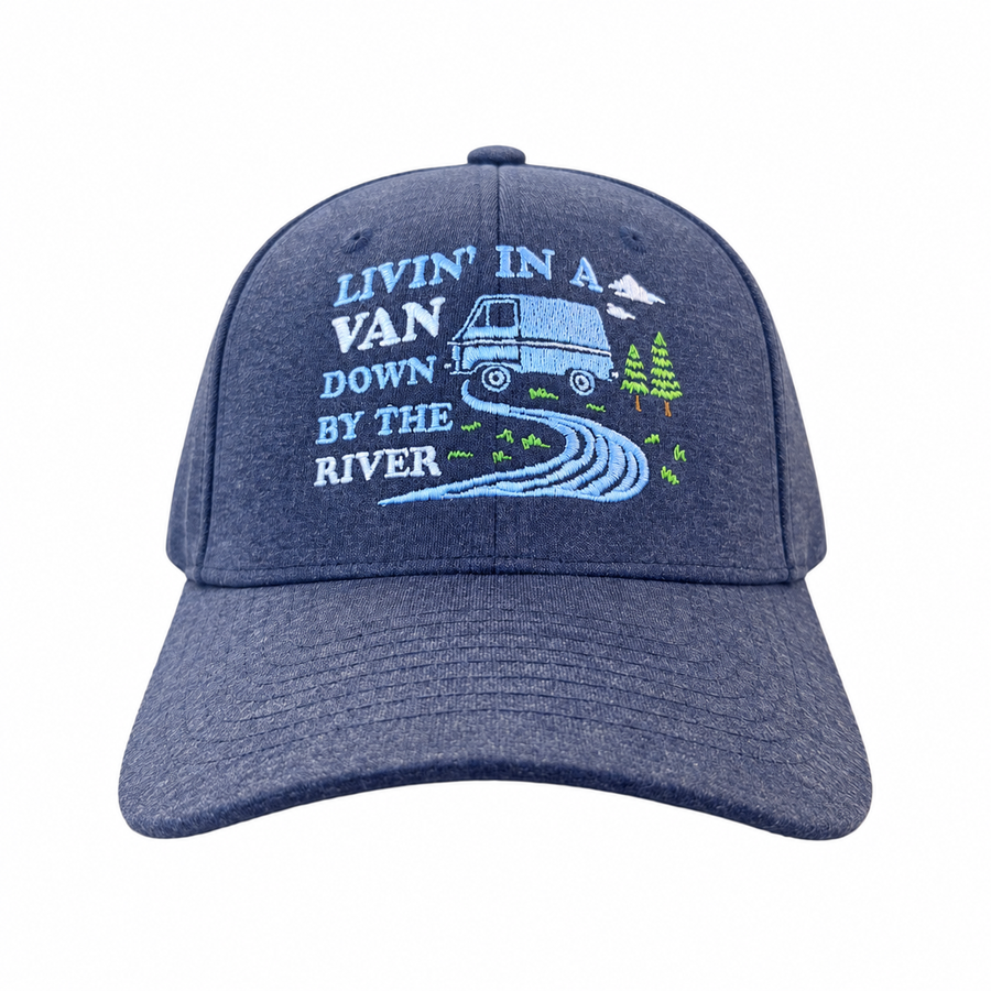 Funny Heather Navy - Living Van Down River Livin In A Van Down By The River Nerdy TV & Movies Tee
