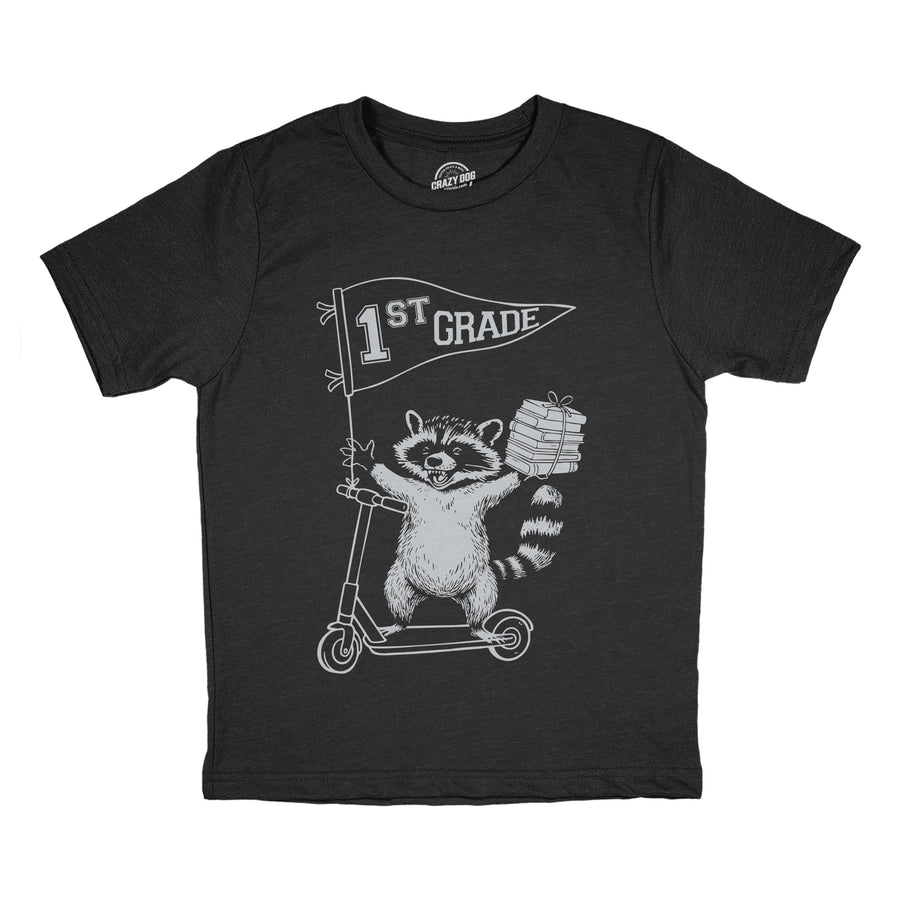 Funny Heather Black - 1st Grade Raccoon 1st Grade Raccoon Youth T Shirt Nerdy animal Tee