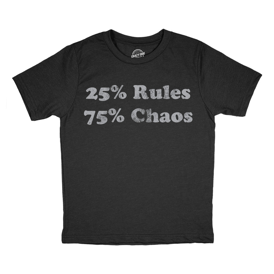 Funny Heather Black - Rules Chaos 25 Percent Rules 75 Percent Chaos Youth T Shirt Nerdy Tee