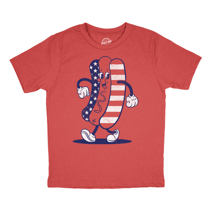 Funny Heather Red - Fourth Of July Hotdog Fourth Of July Hotdog Youth T Shirt Nerdy Fourth Of July Food retro Tee